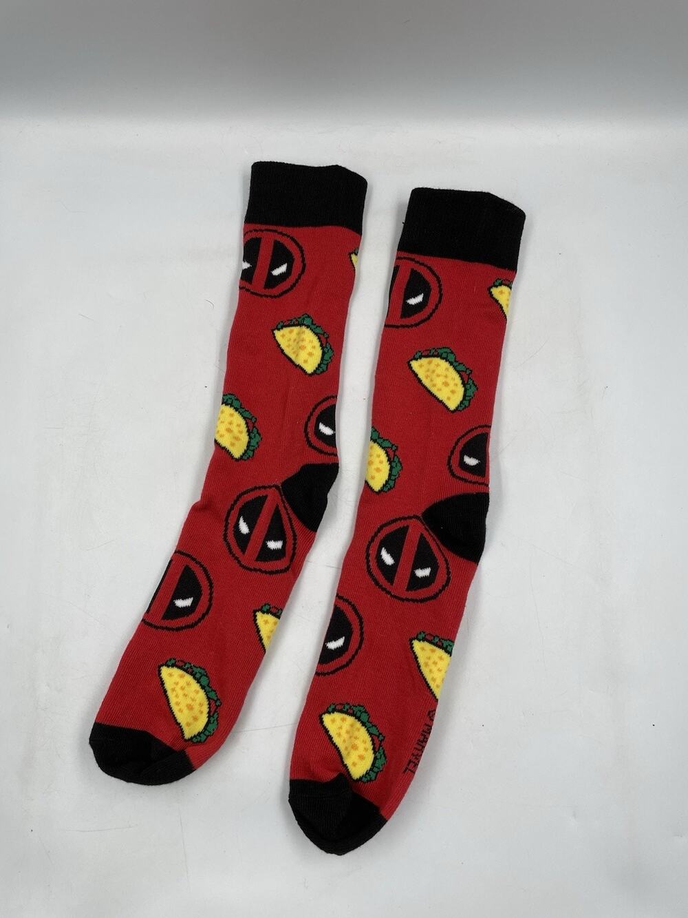 Bioworld Marvel Deadpool Tacos Men's Crew Socks NWOT